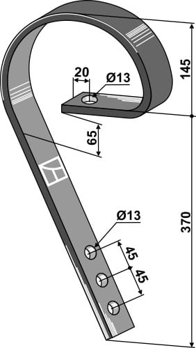 BL28673 Schleppzinken für Rahmen 50x50 - passend zu Bednar KM060189 / Väderstad 201010 / 201787 / Maschio F2