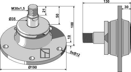 ET41323 Lager - links Gewinde - passend zu Lemken 5554503