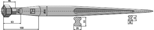 BL29404 Frontladerzinken 1100mm / M22x1,5 - passend zu Weidemann 5048004039