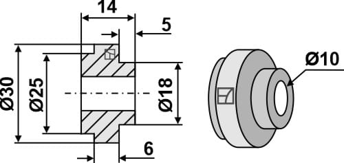 Buchse Strohhäckslermesser - passend zu John Deere Z51243-E / Biso 28-801-405-012/4 BL4262 Buchse Strohhäckslermesser - passend zu John Deere Z51243-E / Biso 28-801-405-012/4