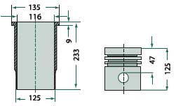 John Deere Motortypen: 6076T, 6076, 7,6 Liter Motor Kolbensatz kpl. John Deere Motortypen: 6076T, 6076, 7,6 Liter Motor Kolbensatz kpl.