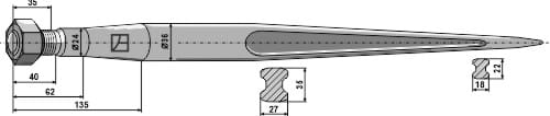E021298 Frontladerzinken 1200mm / M22x1,5