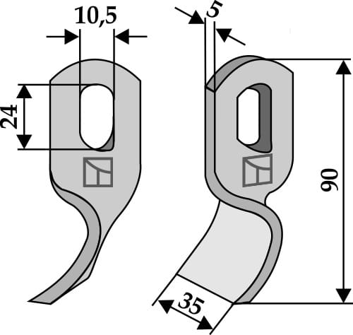 BL3607 Gedrehtes Messer - passend zu Agria 256932041 / Fischer 69.32.040 / Votex 6932.040