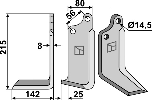 BL5504 Fräsmesser L - passend zu Maschio / Gaspardo M01110429R, 01110429