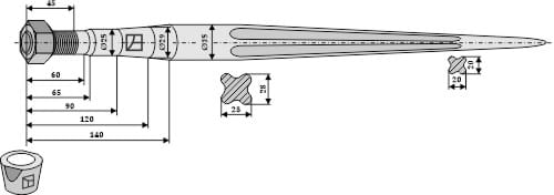 BL2578 Frontladerzinken 1300mm / M22x1,5