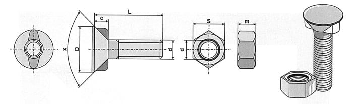 ET10807 Pflugschraube - 10.9  M12 x 1,75 x 40 mit Sechskantmutter