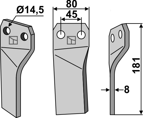 BL5539 Fräsmesser R - passend zu Maschio / Gaspardo M26100417R, M26100417, 26100417