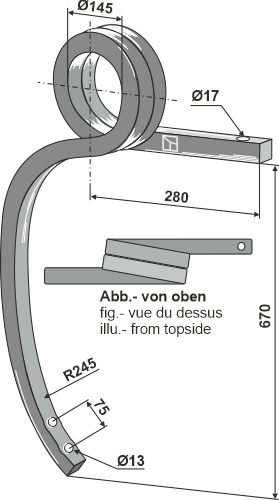 BL28841 Gedrehte Schwergrubberstiel R - passend zu Amazone HC117