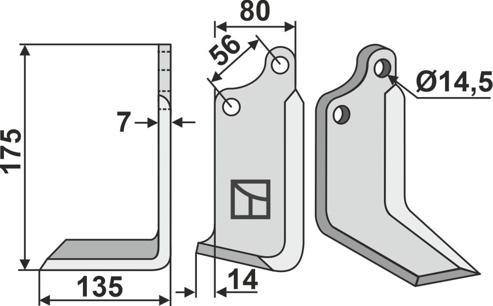Fräsmesser L - passend zu Maschio / Gaspardo 02108431 BL5547 Fräsmesser L - passend zu Maschio / Gaspardo 02108431