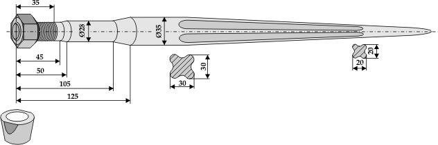 Frontladerzinken 1100/M22x1,5 - passend zu Frost 17059 BL2549 Frontladerzinken 1100/M22x1,5 - passend zu Frost 17059