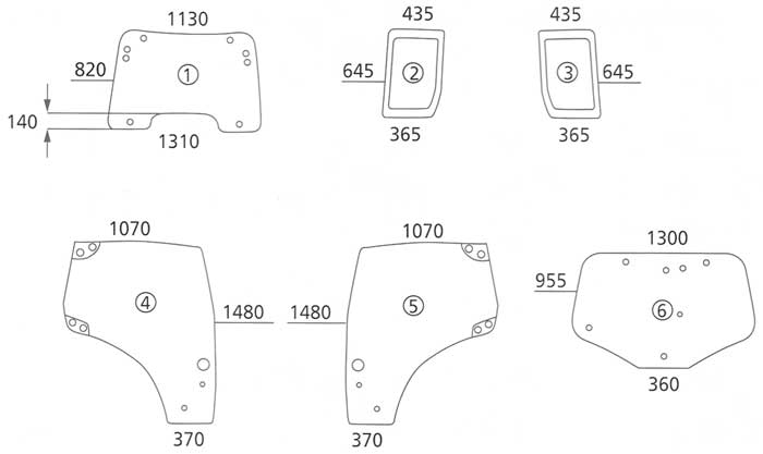 BL16192 Bild-Nr.: 6 - Heckscheibe für Typen: TS 100A, 110A, 115A, 125A, 130A, 135A