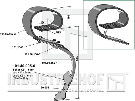 Blattfederzinken kpl. mit Schar, System David I BL28998 Blattfederzinken kpl. mit Schar, System David I