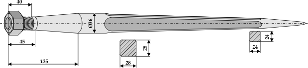 ET10472 Frontladerzinken 600mm / M22x1,5 - passend zu Weidemann / Schäffer