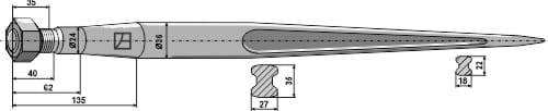 BLET10461 Frontladerzinken 1400mm / M22x1,5