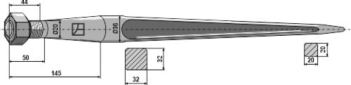 BL29463 Frontladerzinken 900mm / M20x1,5