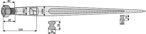 BL2719 Frontladerzinken 950mm / M22x1,5
