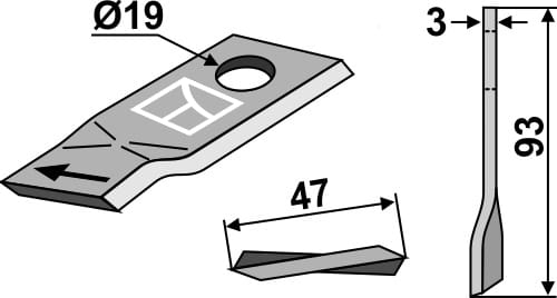 Rotorklinge - passend zu Krone 001458692 / Kverneland KT4189300001 / Vicon ETTF-70 / Claas 000104340 BL4373 Rotorklinge - passend zu Krone 001458692 / Kverneland KT4189300001 / Vicon ETTF-70 / Claas 000104340