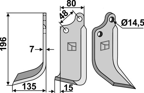 Fräsmesser L - passend zu Maschio / Gaspardo 29100406 BL5541 Fräsmesser L - passend zu Maschio / Gaspardo 29100406