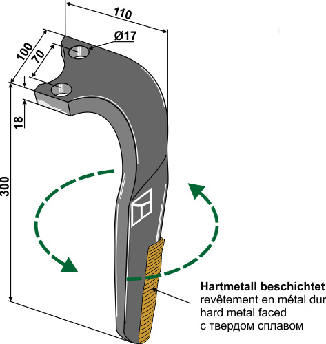 Kreiseleggenzinken L hartmetallbeschichtet - passend zu Rabe 8411.62.08 - 8411.62.09 BL6204 Kreiseleggenzinken L hartmetallbeschichtet - passend zu Rabe 8411.62.08 - 8411.62.09