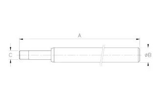 Kolbenstange doppelwirkend ohne Gewinde 236mm / Hub 100mm / Stange 16mm - verchromt