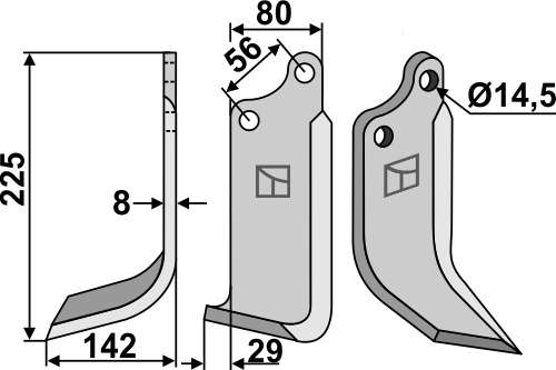 Fräsmesser L - passend zu Maschio / Gaspardo 01110427 BL5502 Fräsmesser L - passend zu Maschio / Gaspardo 01110427