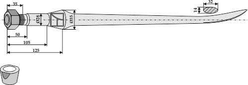 Löffelzinken 1400mm / M22x1,5 - Frost 17057 BL2581 Löffelzinken 1400mm / M22x1,5 - Frost 17057