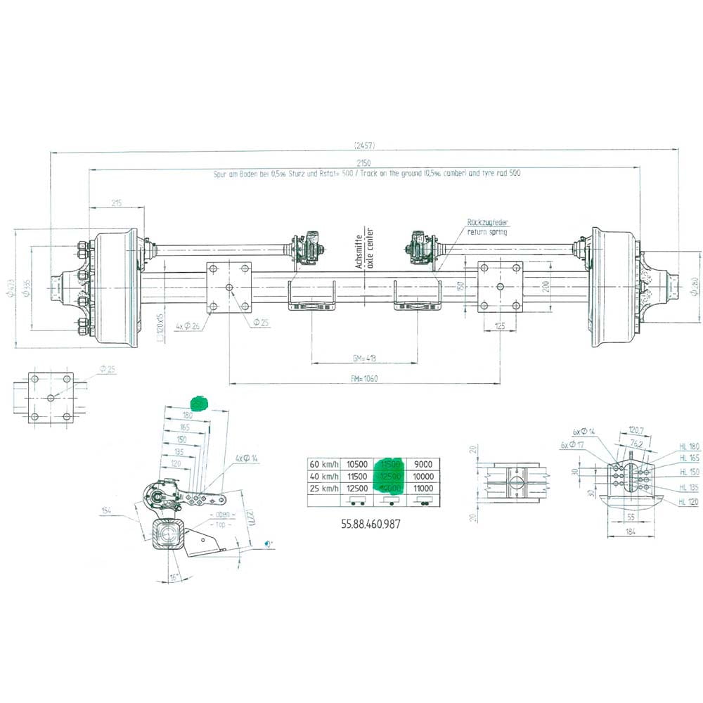 BPW Bremsachse 410x120 - 10-Loch / 1060mm / 11.000kg BPW Bremsachse 410x120 - 10-Loch / 1060mm / 11.000kg