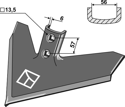 Gänsefußschar 420x6 - passend zu John Deere N182037 / Case 133769A1 BL2234 Gänsefußschar 420x6 - passend zu John Deere N182037 / Case 133769A1