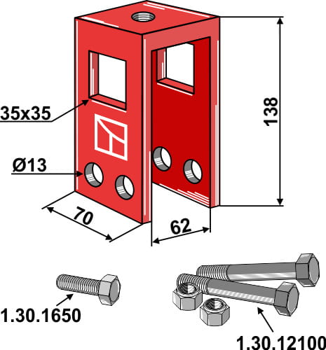 BL10.6061 Halter komplett 60x60 für Spurlockererzinken