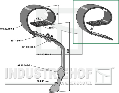 Blattfederzinken kpl. mit Schar, System David III BL28706 Blattfederzinken kpl. mit Schar, System David III