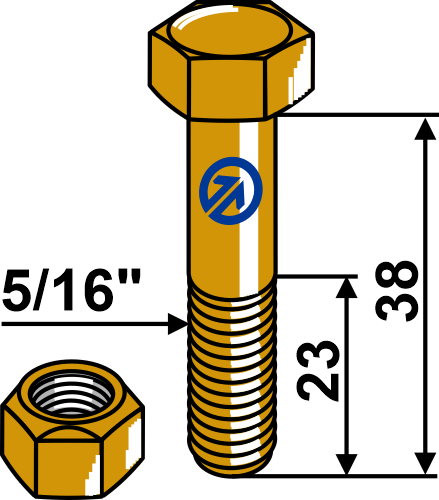 620-BNC-3100 Schraube mit Sicherungsmutter - 5/16''
