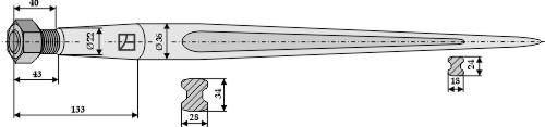 ET10480 Frontladerzinken 810mm / M22x1,5 - passend zu Weidemann / Bressel & Lade