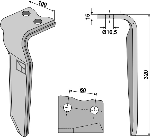Kreiseleggenzinken 320mm links - passend zu Howard
