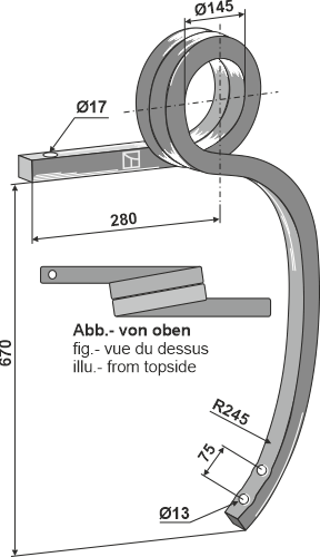 BL28842 Gedrehter Schwergrubberstiel L - passend zu Amazone / BBG HC118