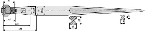 BL181115 Schaufelzinken 1100mm / M22x1,5