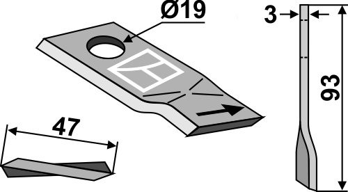 Rotorklinge - passend zu Krone 001458682 / Vicon ETTF-71 / Claas 000104339.0 / PZ-Zweegers ETTF-71 BL4372 Rotorklinge - passend zu Krone 001458682 / Vicon ETTF-71 / Claas 000104339.0 / PZ-Zweegers ETTF-71