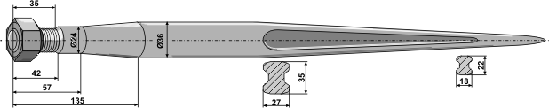 ET10592 Frontladerzinken 1000mm / M22x1,5