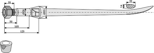 Löffelzinken 1100mm / M22x1,5 - Frost 17054 BL2538 Löffelzinken 1100mm / M22x1,5 - Frost 17054