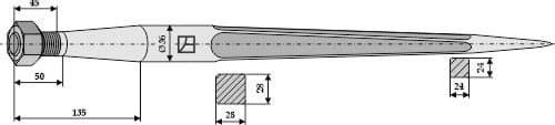ET88530 Frontladerzinken 600mm / M20x1,5