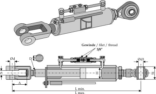Hydraulische Hubstangengabel und Spindel - 850 654-TH-B2 Hydraulische Hubstangengabel und Spindel - 850