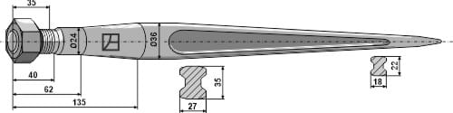 BLET10620 Frontladerzinken 900mm / M22x1,5
