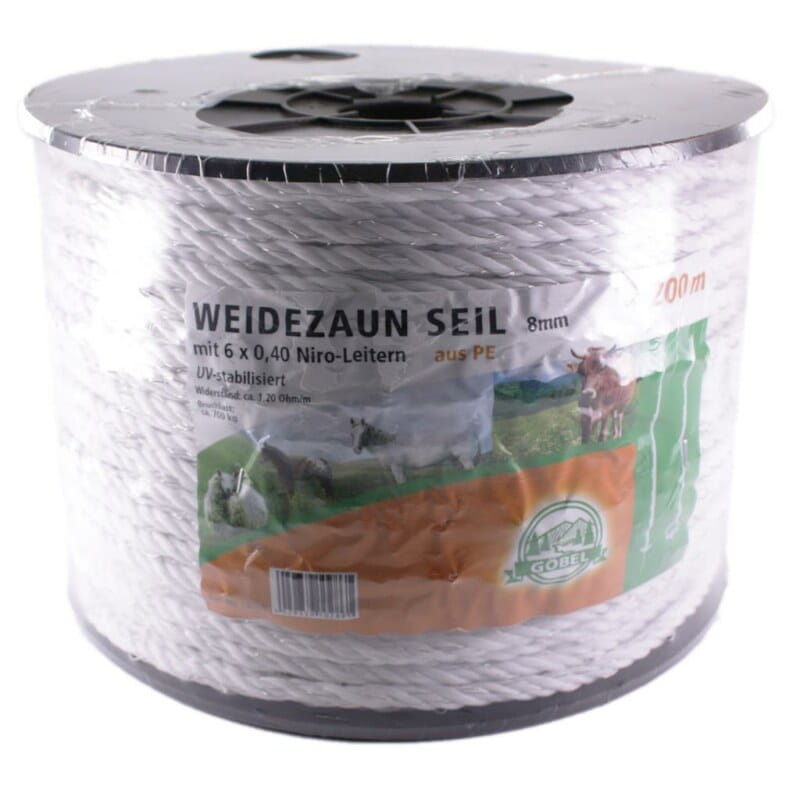 10286 Weidezaunseil / Elektroseil weiß - 8mm / 200m