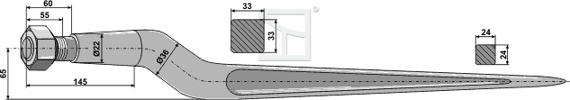 BL29471 Spitzer Zinken mit konischer Mutter