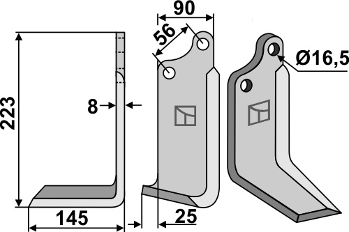 Fräsmesser L - passend zu Maschio / Gaspardo 24100405 BL5528 Fräsmesser L - passend zu Maschio / Gaspardo 24100405