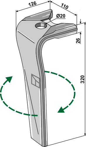 Kreiseleggenzinken 320mm, rechts - passend zu Kuhn HR1003D - 6003DR / HR4033 / 5003DR Kreiseleggenzinken 320mm, rechts - passend zu Kuhn HR1003D - 6003DR / HR4033 / 5003DR
