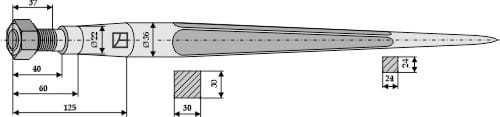 BLET10470 Frontladerzinken 605mm / M22x1,5