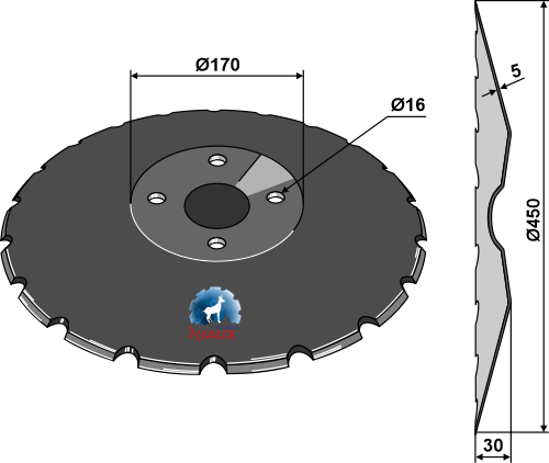 BL23665 Gezahnte Scheibe Ø450x5mm - passend zu Väderstad 156661