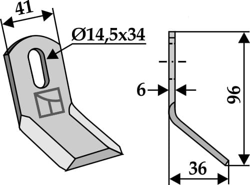 BL4233 Y- Messer 96mm - passend zu Noremat 106552 / SMA SME6